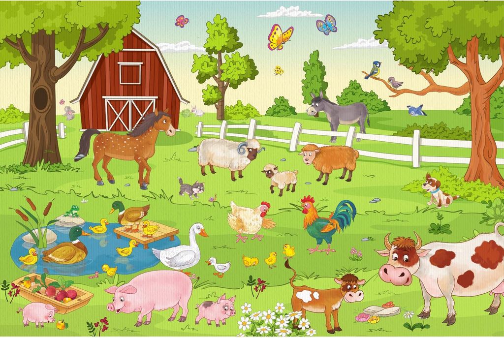 Fototapete Bauernhof Vliestapete Kinderzimmer Tapete inkl. Kleister - Größe 200 x 300 cm