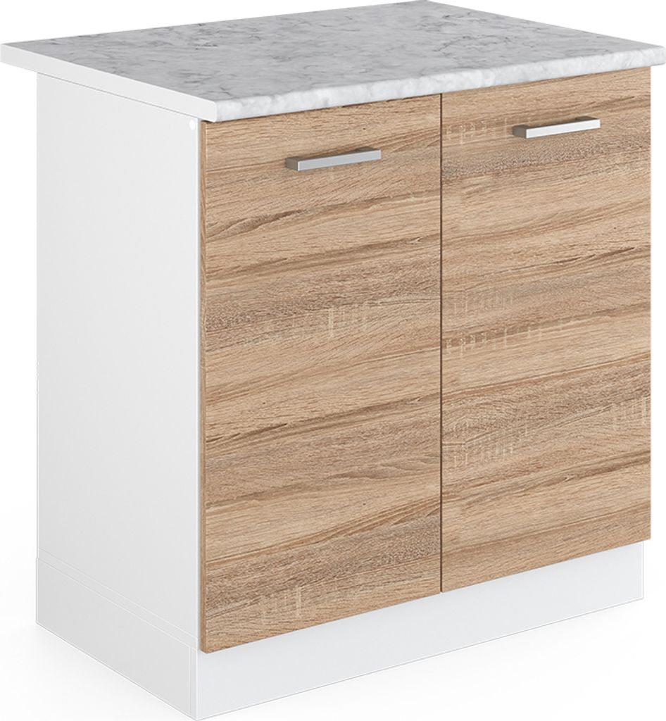 Spülenunterschrank Vicco R-Line Sonoma 80 cm , AP Marmor, Produktbild 