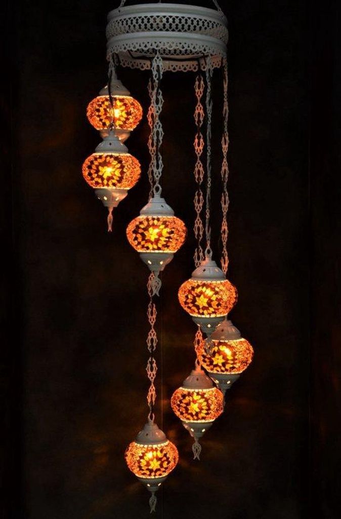 Hanglamp aus buntem Pastellglas mit orientalischem Mosaik, Produktbild 