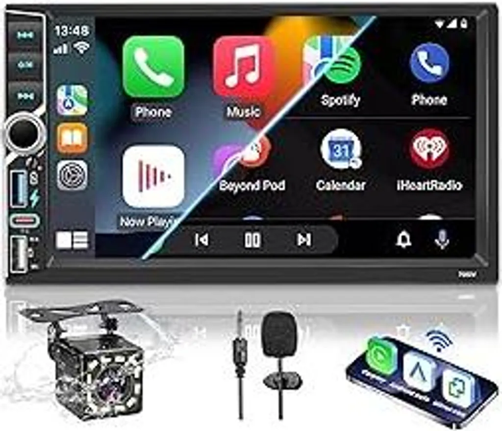 Autoradio 2 DIN Economica CarPlay Wireless Android Auto 7" Retrocamera