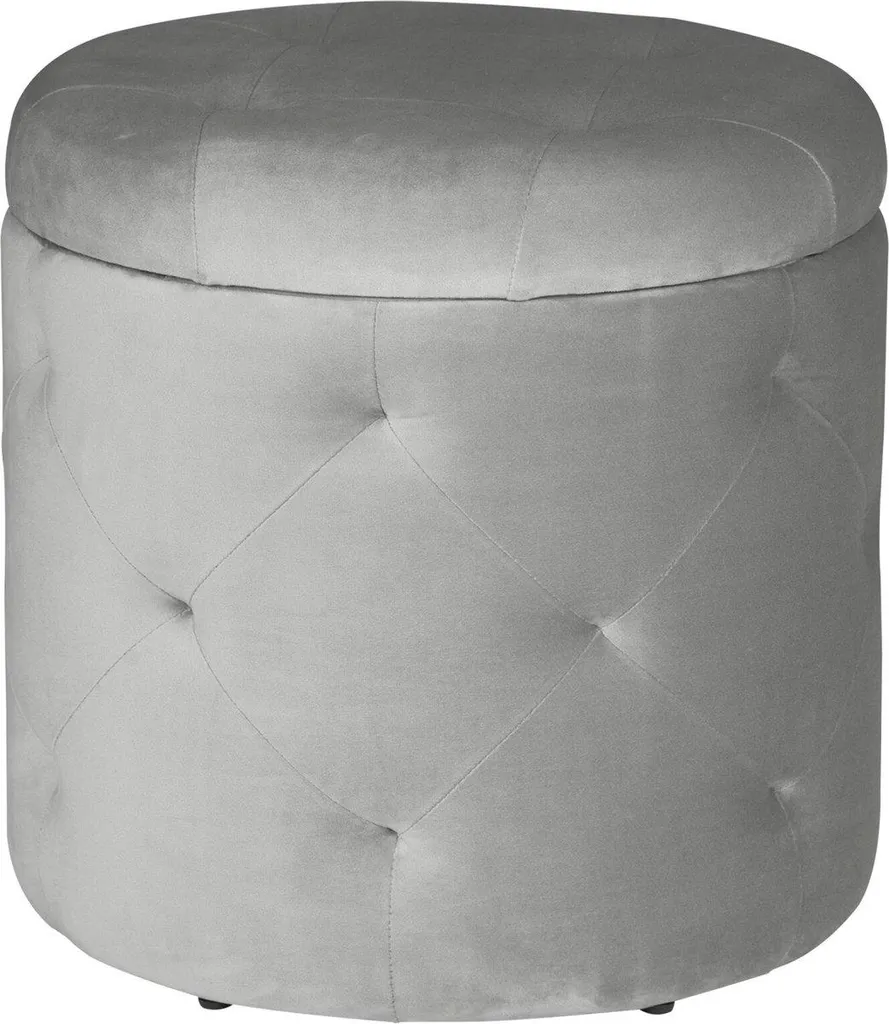 Repose-pieds Velours Gris avec Coffre de Rangement pour Salon et Chambre