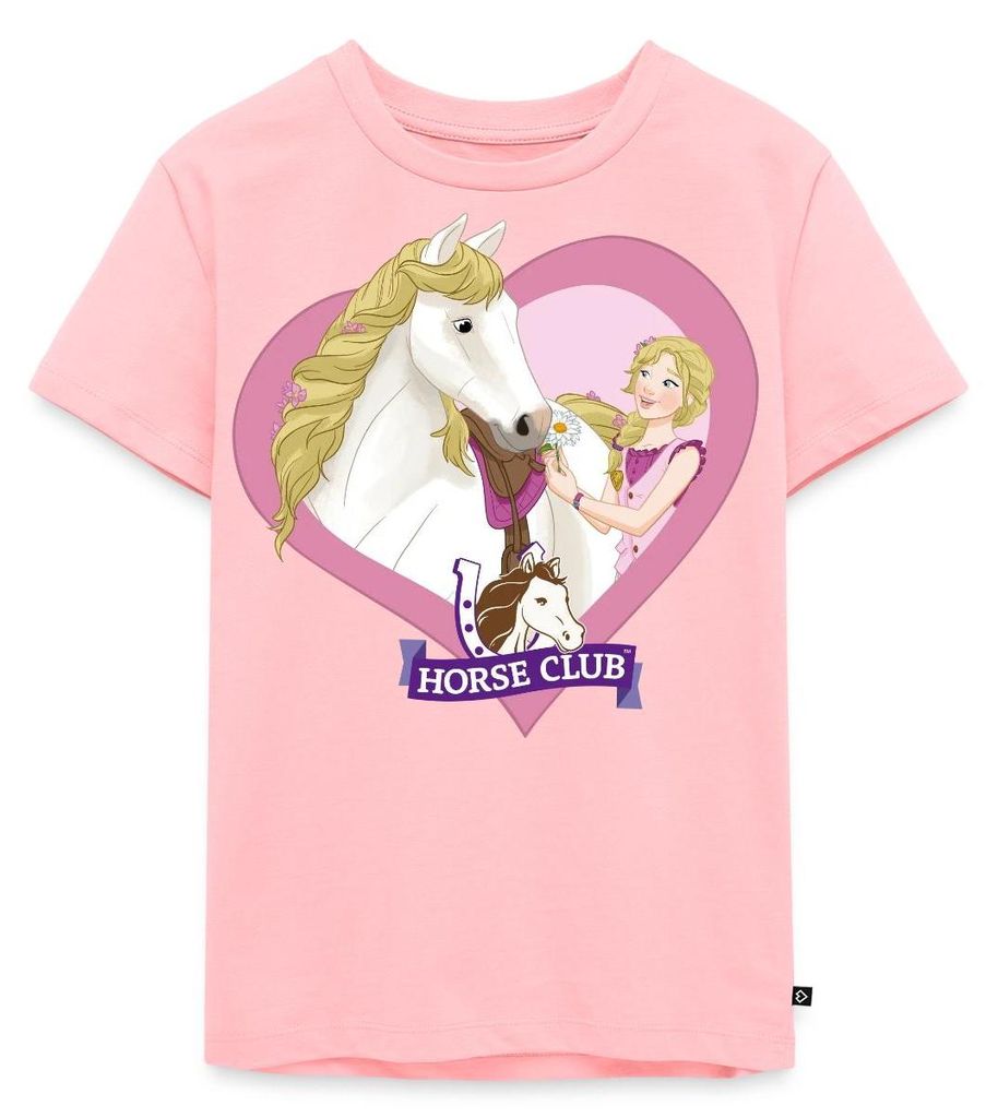 Spreadshirt Schleich Horse Club Sofia & Blossom Herzmotiv Kinder Premium T-Shirt, 98/104 (2 Jahre), Rosa