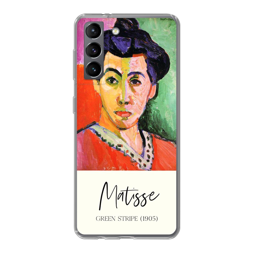 MuchoWow Handyhülle Schutzhülle Hülle für Samsung Galaxy S21 Matisse - Grüner Streifen (1905) - Alte Meister Silikon Softcase Handy Hülle -...
