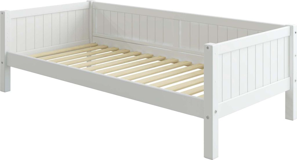 FURNLUX Kinder Einzelbett Nordic Romantic Weiss 90x200cm / Hauptfarbe: Weiß / Abmessungen: 99 x 65 x 209 cm