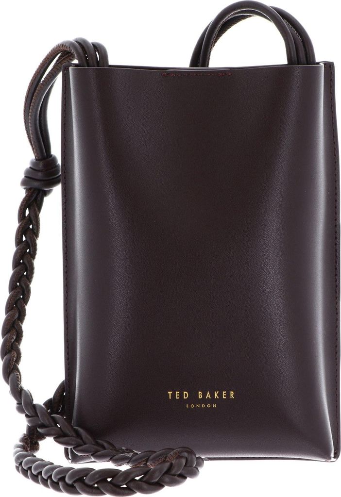 Ted Baker Leder Umhängetasche Wrylie Woven Strap Mini Crossbody Pouch Wine braun