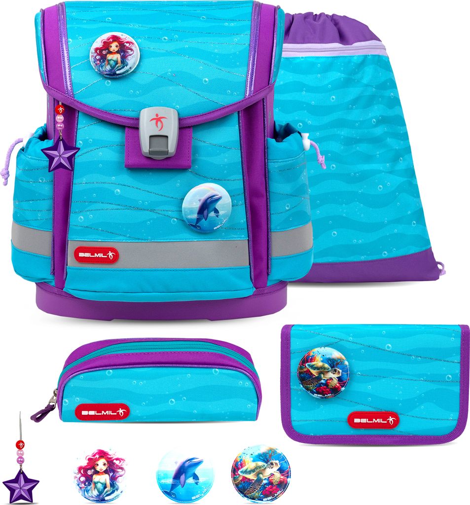 Belmil Classy Plus Schulranzen Set 5-teilig mit Brustgurt - Under the Sea
