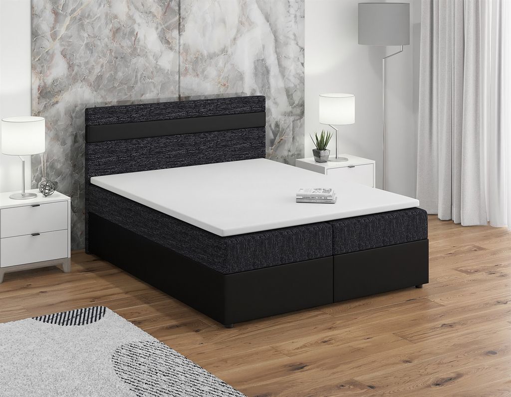 Boxspringbett Schlafzimmerbett INVERN 180x200cm Schwarz