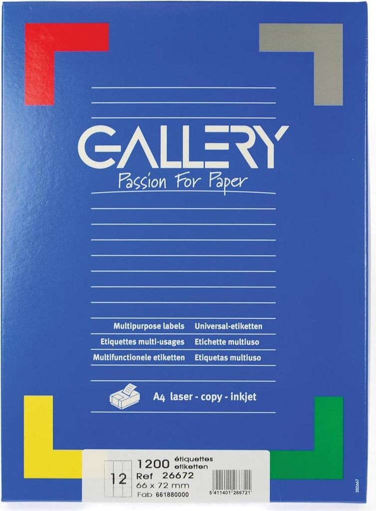 Galerie – weiße Etiketten, 66 x 72 mm (B x H), runde Ecken, Box mit 1.200 Etiketten