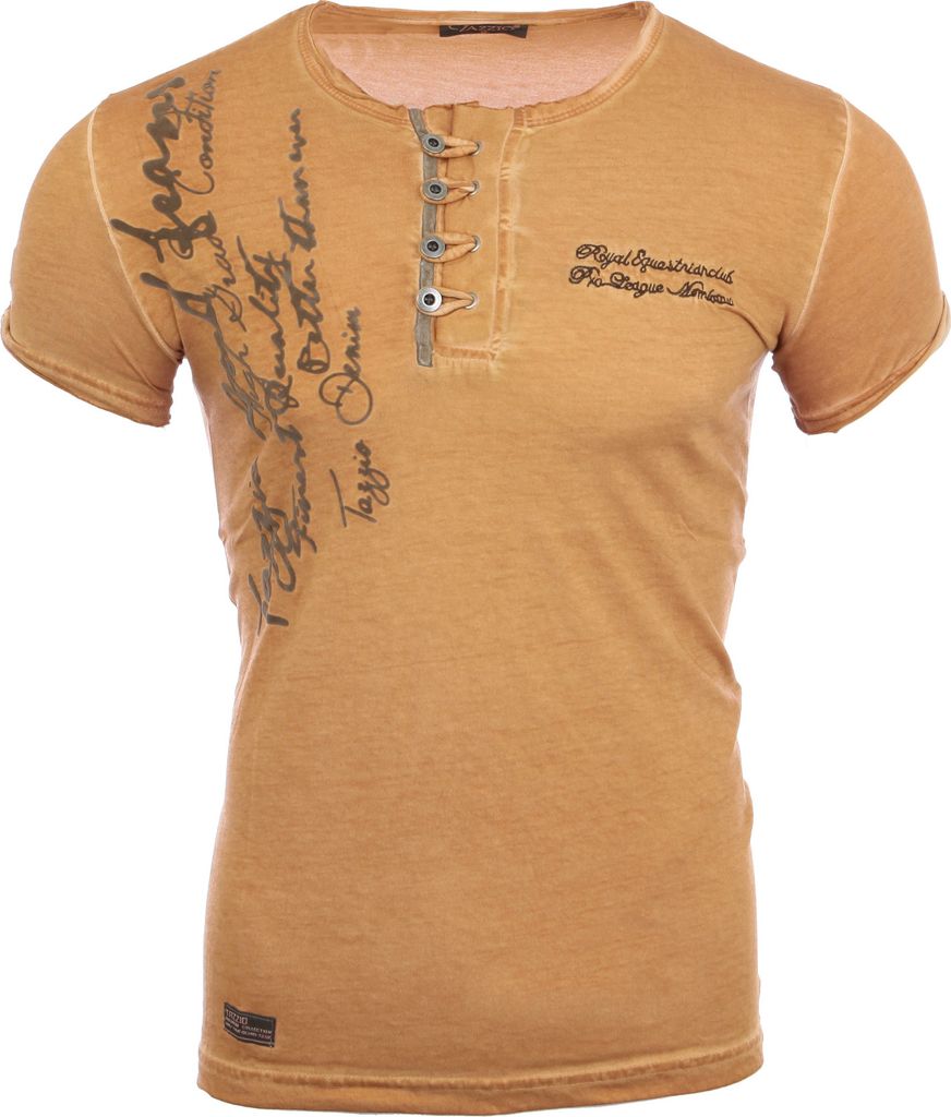 Reslad Herren Batik Style Washed T-Shirt 4050 Camel S