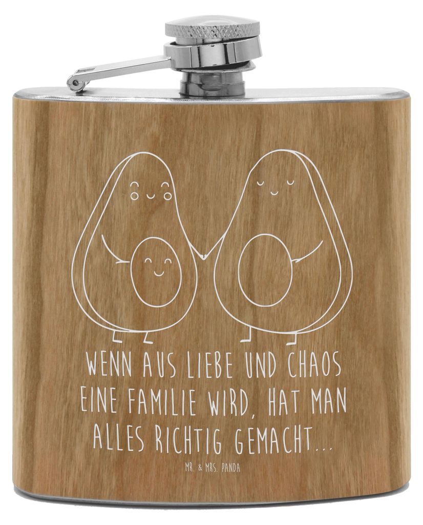 Mr. & Mrs. Panda Flachmann Edelstahl Avocado Pärchen - Transparent - Geschenk, holz, Familie, Vegan, Schwangerschaft, schnapsflasche, Avocados, Li...