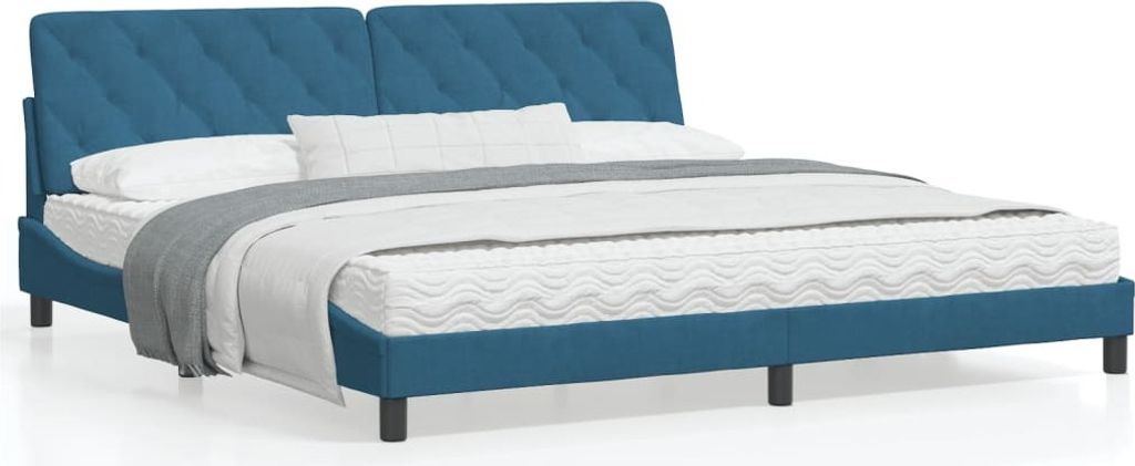 Maison Exclusive - Bettgestell mit LED ohne Matratze Blau 200x200 cm Samt