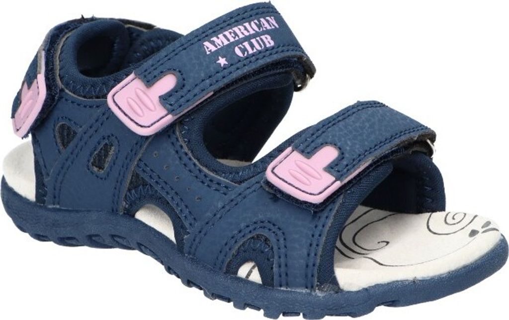 AMERICAN CLUB HL167 Solide KinderSandalen, Naturleder Innensohle, Klett Sandalen, Sportsandalen, Marineblaue 28