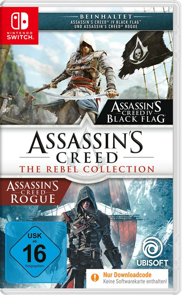 Assassin’s Creed The Rebel Collection (Code in the Box) - Nintendo Switch | Black Flag & Rogue, DLC, HD-Vibration, Bewegungssteuerung, Touchscreen