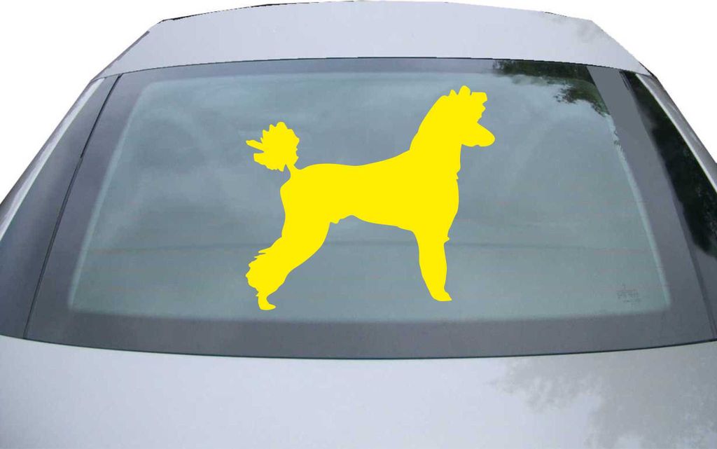 Indigos UG - Aufkleber Heckscheibe & Motorklappe DE7059 - gelb - 600x539 mm - Pudel Caniche Hunderasse - Auto Scheiben Fenster Heckklappe Tuning Ra...
