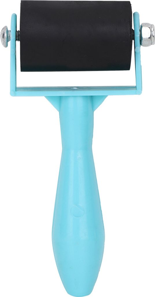 3,5cm Druckwalze mit Kunststoffgriff, Gummifarbroller für Druck & Stempeln, blau