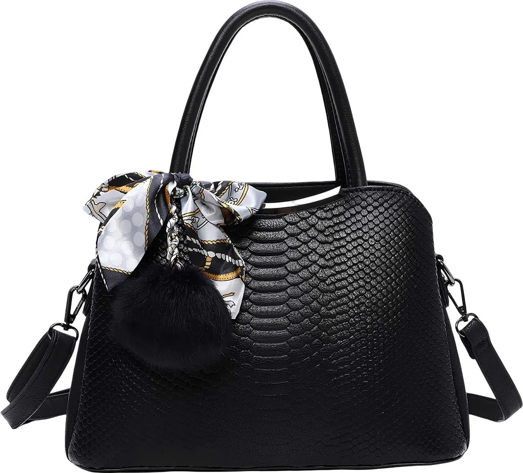 Elegante Borsa Gallantry Nera con Foulard e Pompon - Charme Francese