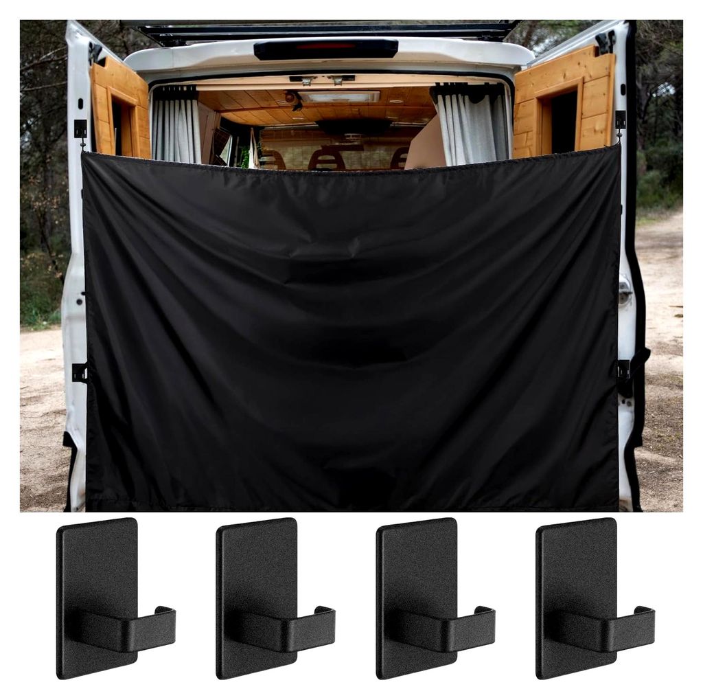 2,1 x 1,8 m Schwarze große Autovorhänge für Wohnmobile, Hintertür, Duschvorhänge mit Magnethaken, verstellbare Outdoor-Dusche, doppellagig, we...