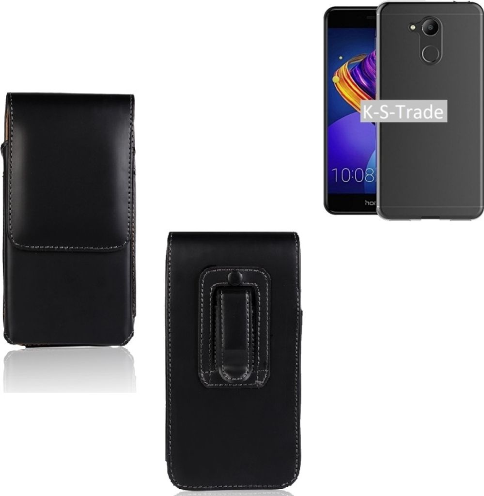 K-S-Trade Gürteltasche kompatibel mit Huawei Honor 6C Pro Schutz-Hülle Handy-Hülle mit Magnetverschluss Holster in schwarz