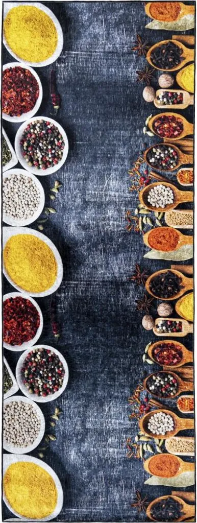 Tapis de cuisine Mazovia motif épices coloré - Antidérapant 80x200 cm