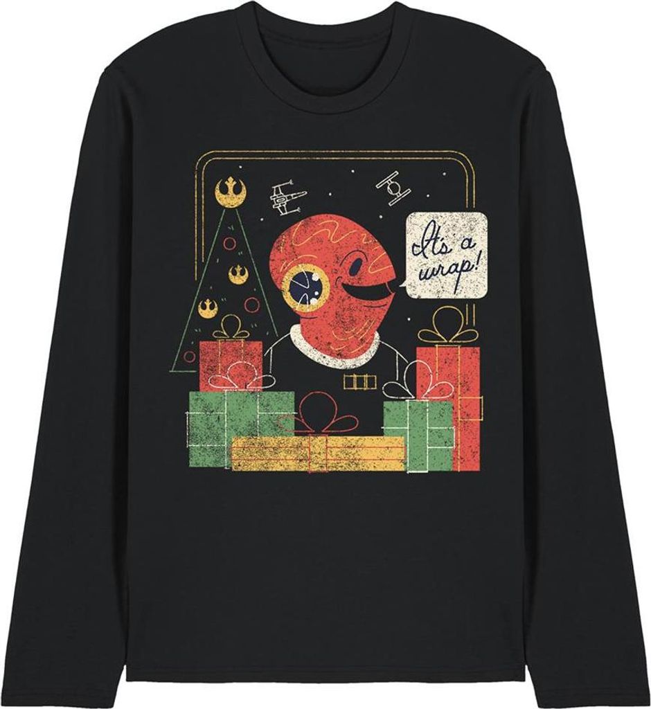 Star Wars - "Wrap Trap" T-Shirt für Herren/Damen Uni, weihnachtliches Design, Langärmlig TV26344 (S) (Schwarz)