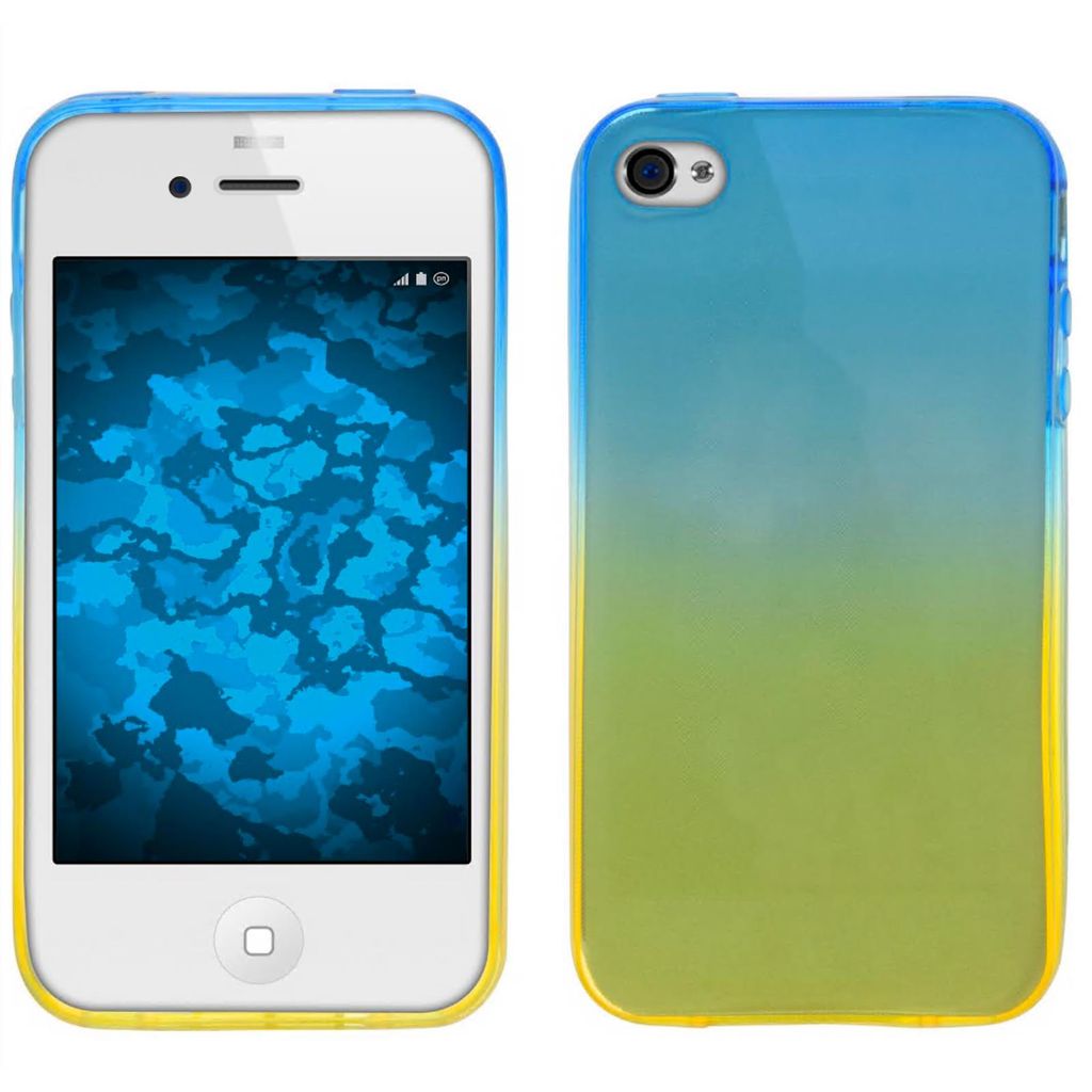 PhoneNatic Case kompatibel mit Apple iPhone 4S - Design:02 Silikon Hülle Ombrè + 2 Schutzfolien