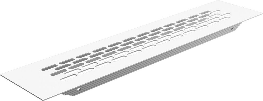 Lüftungsgitter 60x245mm Stegblech Aluminium Belüftungsgitter versetze ovale Lochung Weiß lackiert