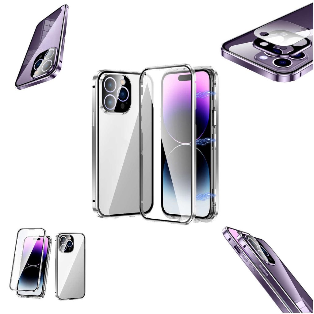 Für Apple iPhone 14 Pro Max Handy Tasche Magnet Glas Bumper Produktbild 