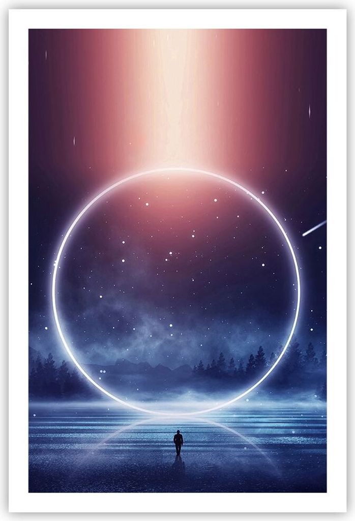 Poster - Poster ohne Rahmen - Fantasie Ring Kosmos - 61x91,5 cm - Wand Bild - Wanddeko - Wandbilder - Kunstposter - Wandposter - Bilder - Kunstdruc...