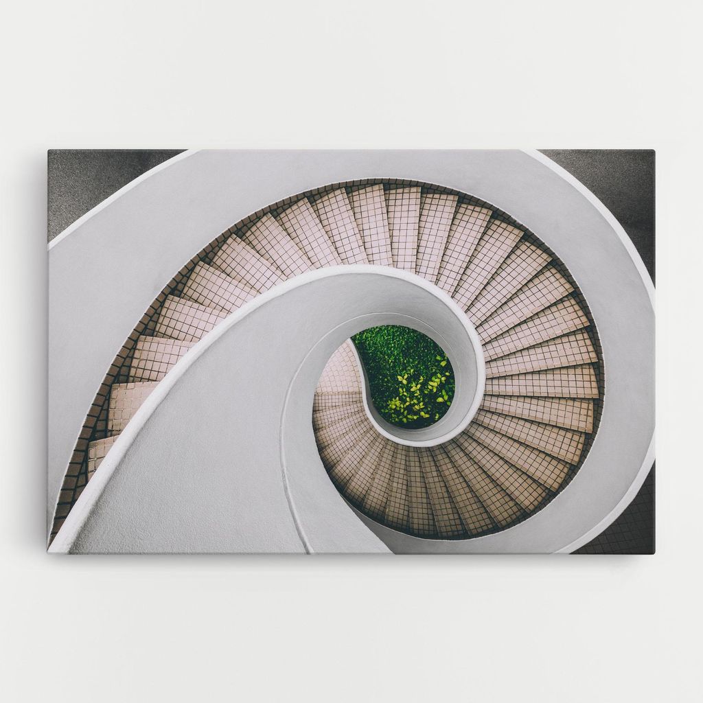 ARTHUB Leinwandbild 70x100 cm, Spiral Stairs | Wohnzimmerdekoration, Hängende Bilder, Wanddekoration, Heimdekoration, Abstrakte, Optische Täusc...