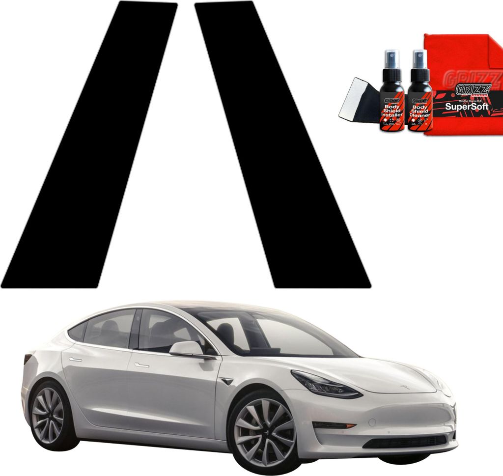 2in1 Schwarze Grizz Protector schutzfolie für B-Säule - Tesla Model 3 (2017-2020)