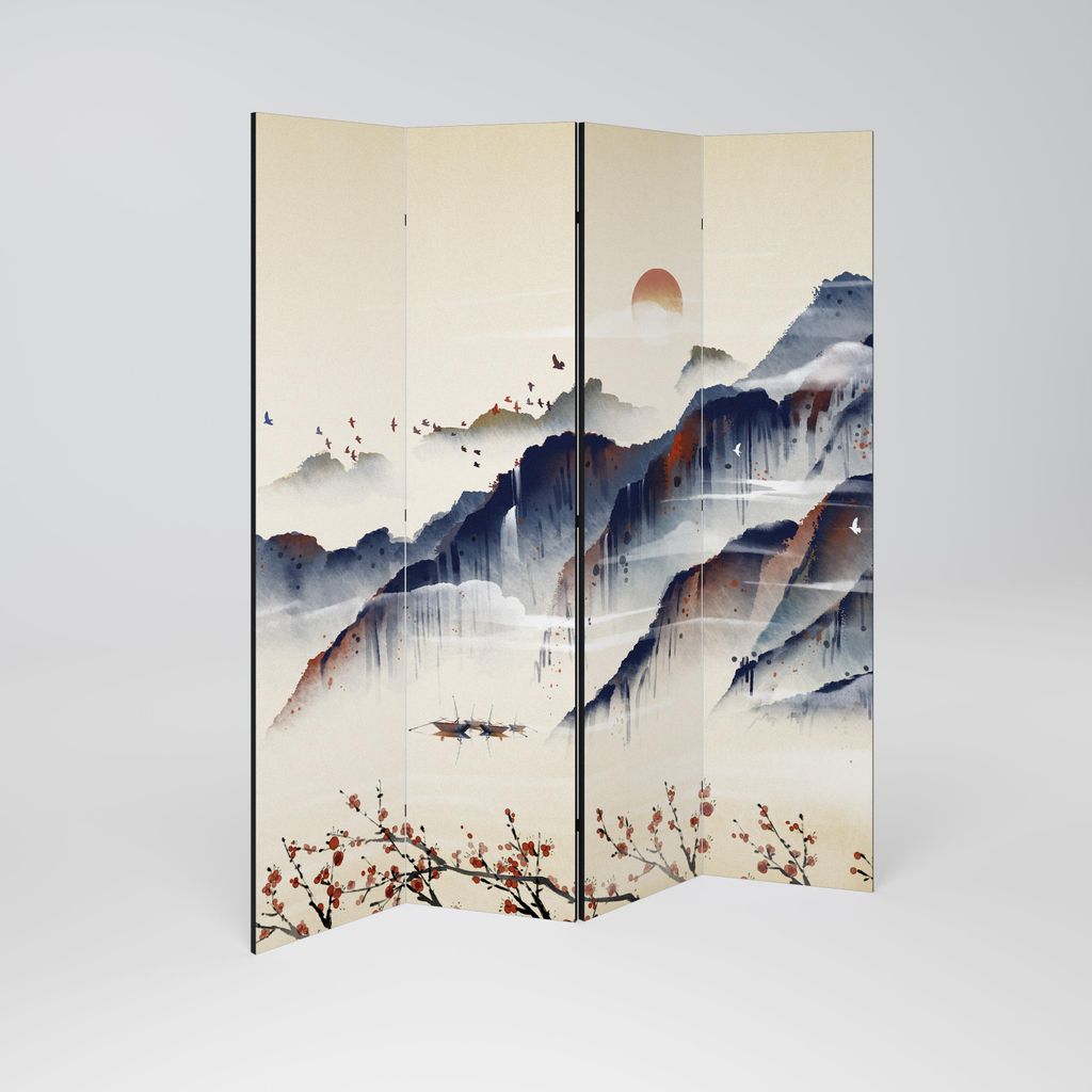 SpaceRebels Paravent Raumteiler - 4-teilig Raumtrenner, Druck 2-Seite - Raumtrenner - Trennwand Wohnung - Room Divider - Spanische Wand Deko Modern...