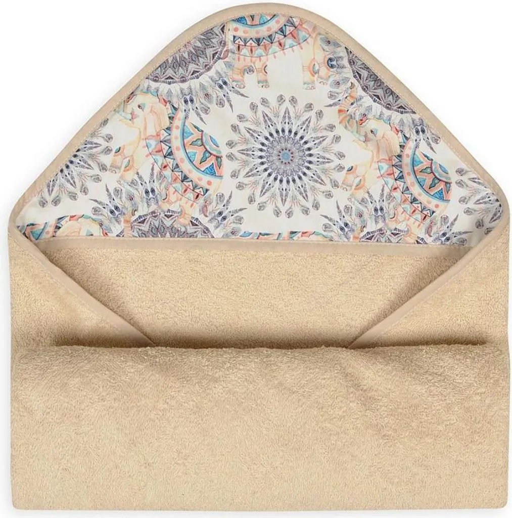 Sortie de Bain BabyMatex Elephant 100x100 cm en Microfibre Beige Rosette