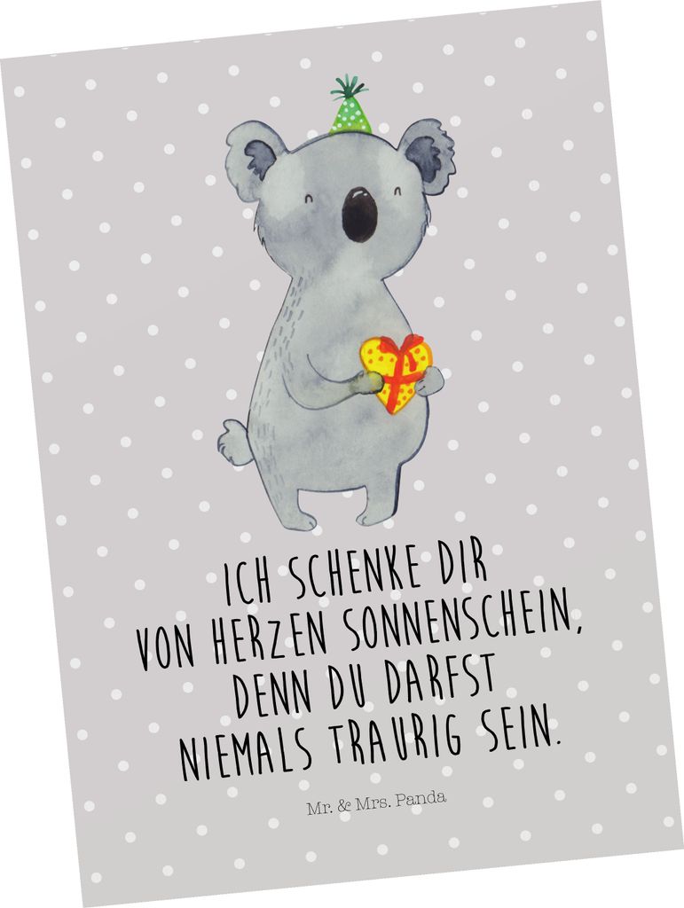 Mr. & Mrs. Panda Postkarte Koala Geschenk - Grau Pastell - Geburtstag, Grußkarte, Ansichtskarten, Postkarten, Ansichtskarte, Party, Kunstkarten