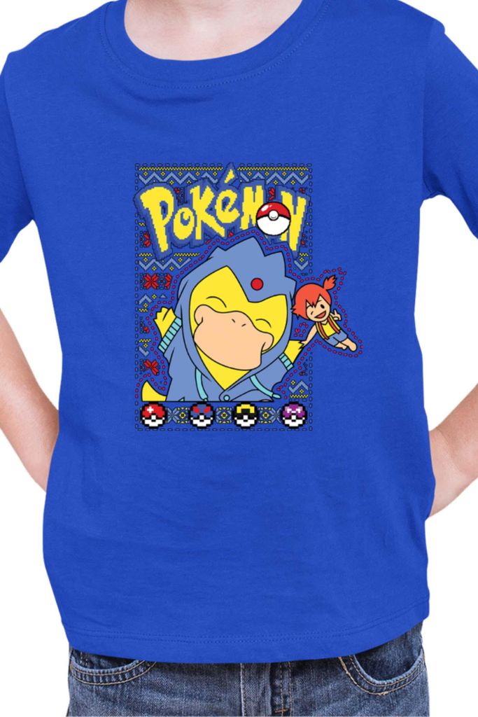 Kinder T-Shirt Japan Manga Anime Comics Pokemon 045, / Blau