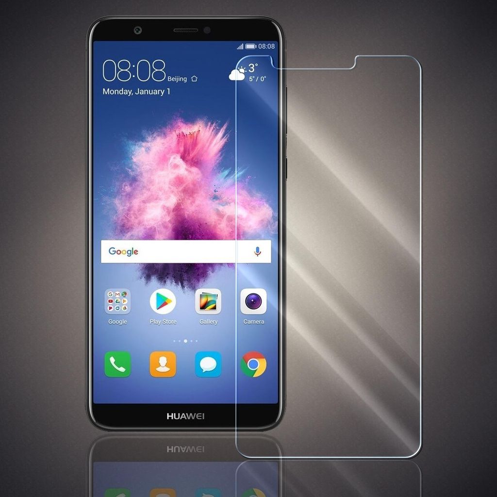 A smartphone screen protector is shown next to a smartphone displaying its home screen.