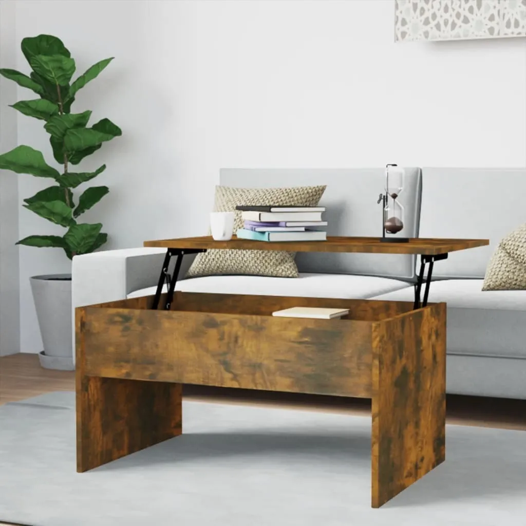Tavolino Multifunzione The Living Store 80x50,5 Rovere Fumé - Offerta
