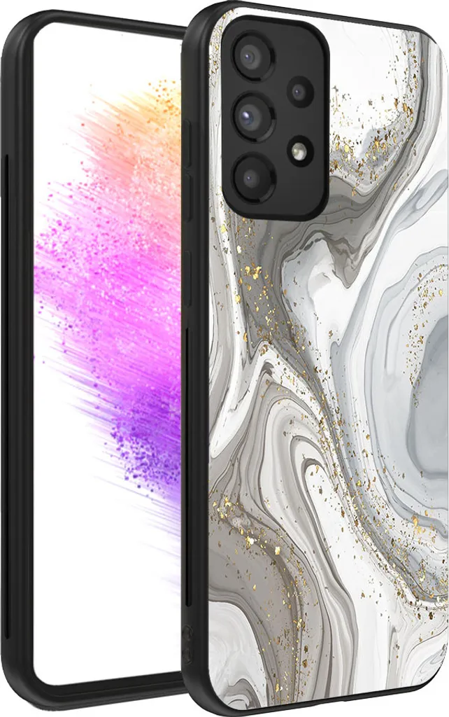 Smartphonica Custodia per telefono adatta per Samsung Galaxy A73 5G con stampa in marmo - Custodia posteriore in TPU con design in marmo - Argento