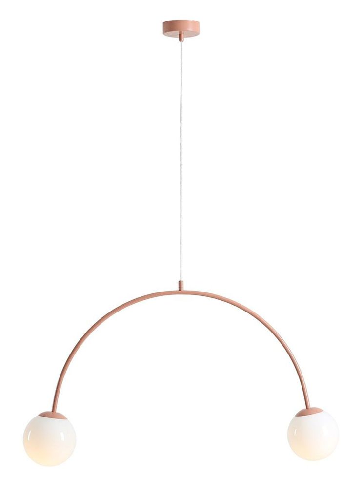 Hängelampe Metall Glas H: max. 250 cm Zartorange Weiß E14 2-flammig Kugelschirm Modern Hängeleuchte