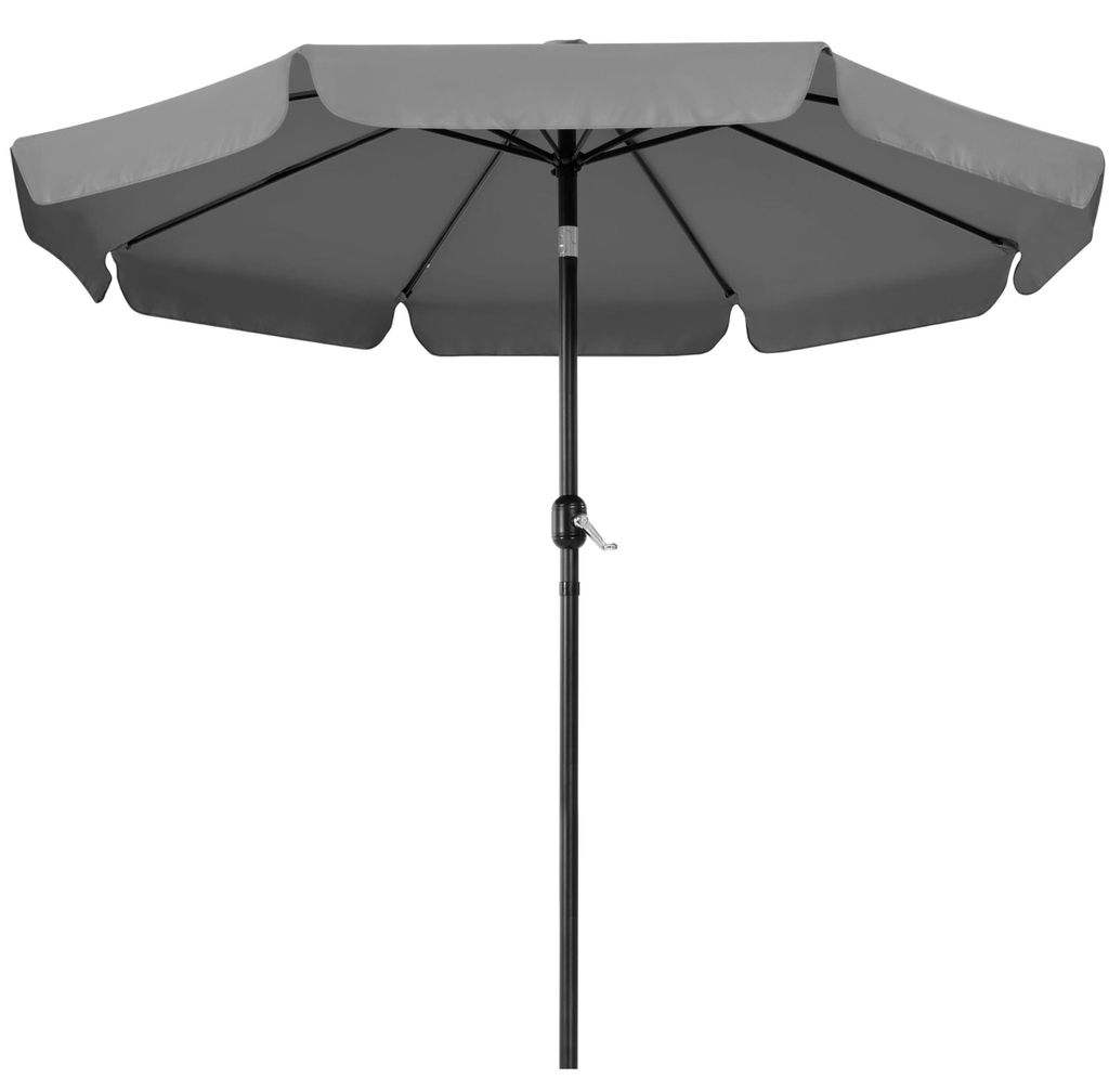 Sonnenschirm mit Volant, 267,5 cm Durchmesser, neigbarer Gartenschirm, UV-Schutz, Kurbelbetrieb, stabiles 8-Streben-Gestell, Sonnenschutz, faltbare...