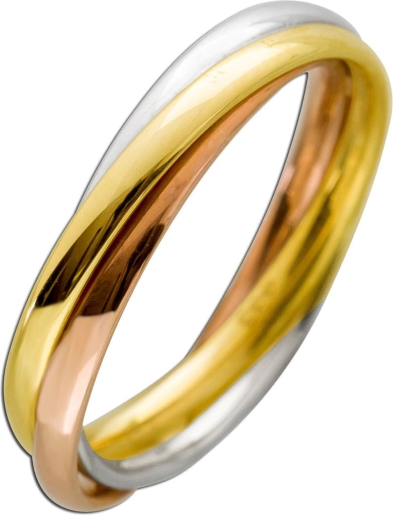 Trinity Tricolor Dreifach Ring 333 8K Gelbgold Rosegold Weißgold 16