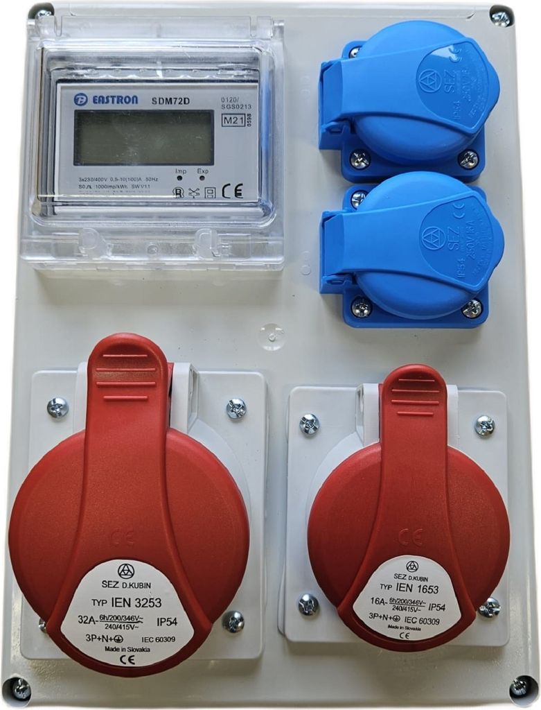 Wandverteiler Stromverteiler CEE 32A 16A 2x230V Schuko mit Stromzähler LCD ROS-I1603A/S 98H-1