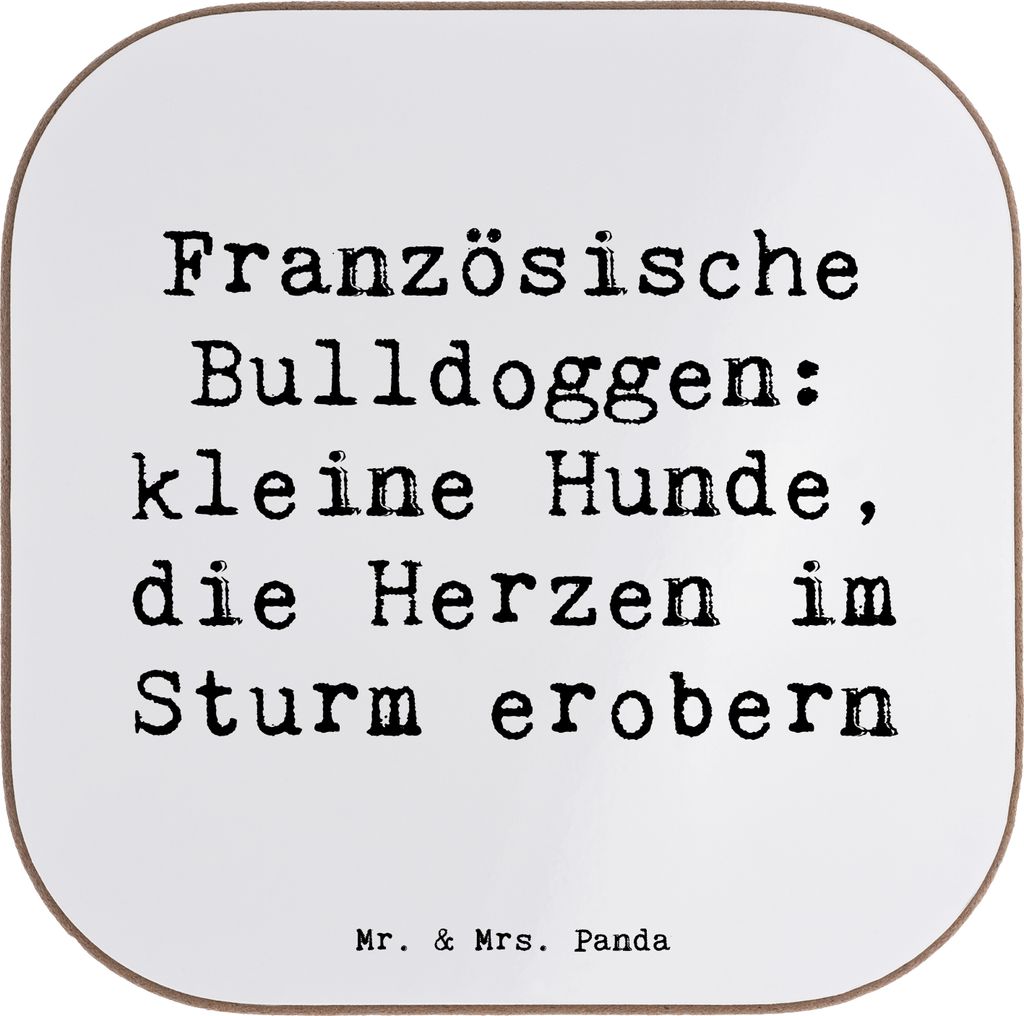 Mr. & Mrs. Panda Untersetzer für Gläser Spruch Französische Bulldogge - Weiß - Geschenk, liebenswerte Natur, Tischschoner, Wesen, gläserunters...