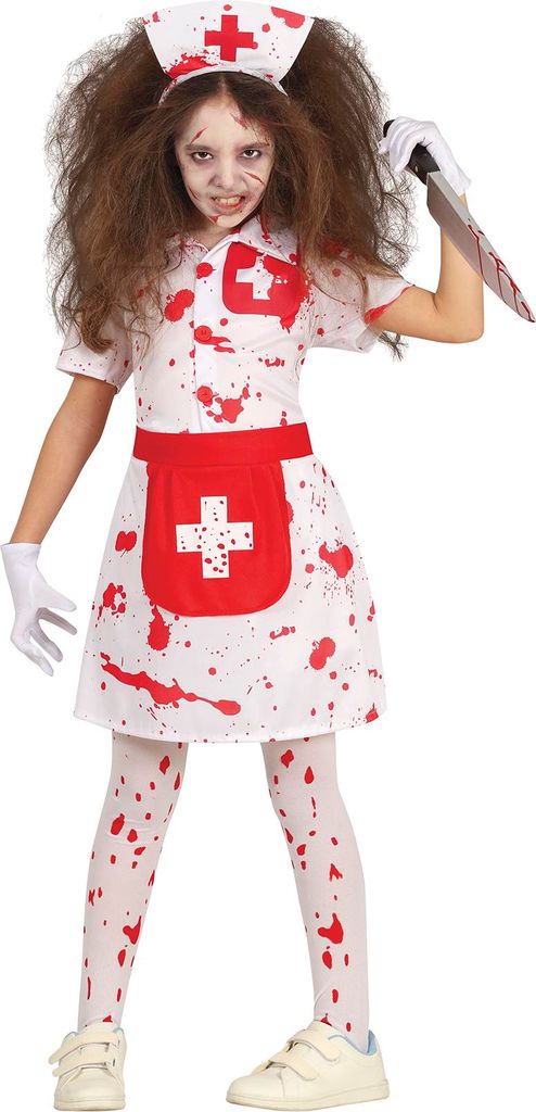 FIESTAS GUIRCA Zombie Krankenschwester - Weiße Blutige Krankenschwester Uniform Halloween Kinder Kostüm für Mädchen von 5-6 Jahren