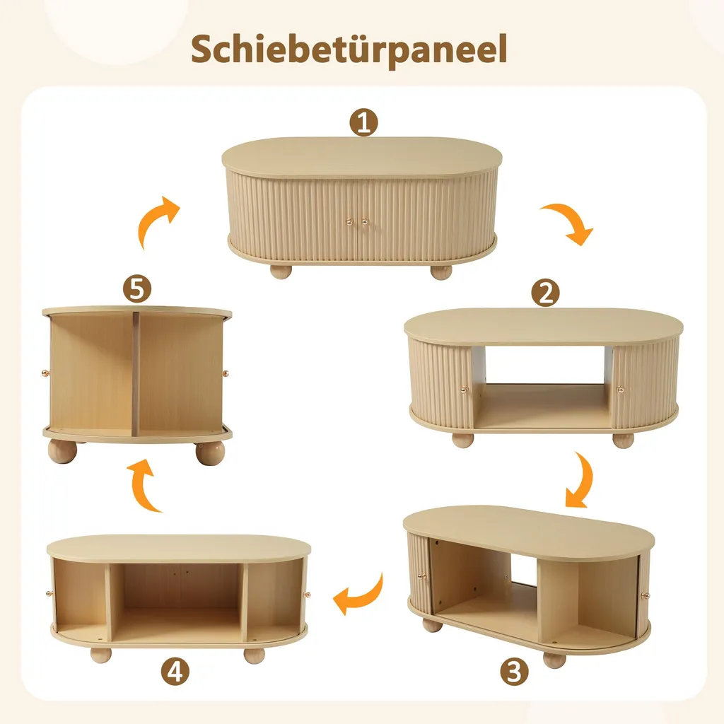 Table Basse Moderne en MDF Aspect Bois avec Espace de Stockage Fermé - 4