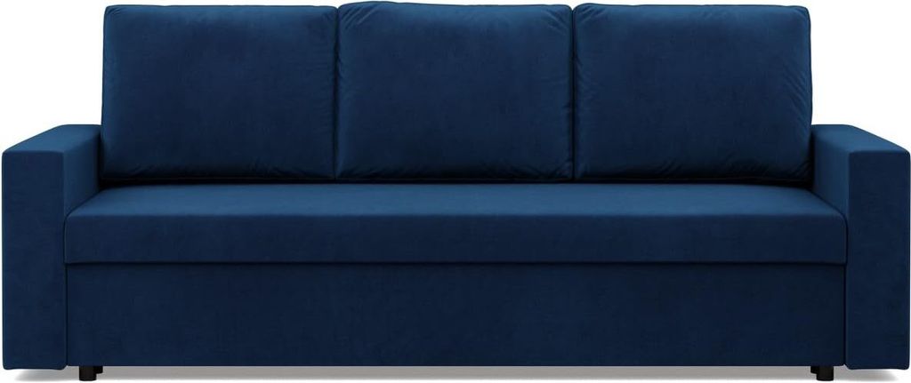Sofa mit Schlaffunktion NEO, Wohnzimmer Couch 3-Sitzer 220x92cm, Dunkelblau Samstoff