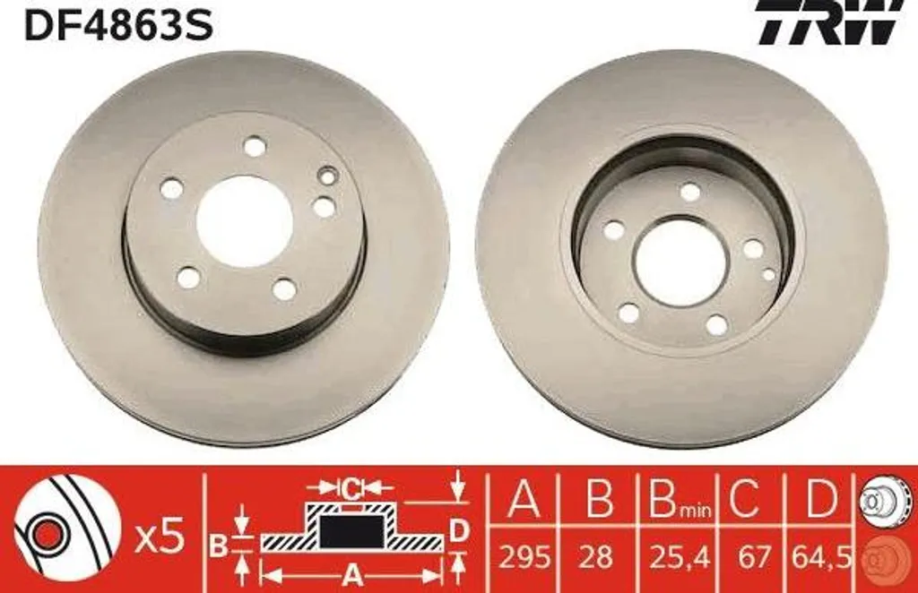 Disque de frein avant ventilé TRW compatible Mercedes SLC et SLK R172