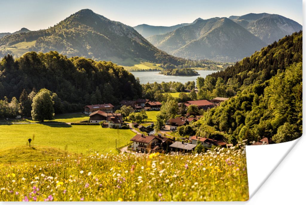 MuchoWow Poster Alpen - Berge - Blumenwiese 120x80 cm - Bilder