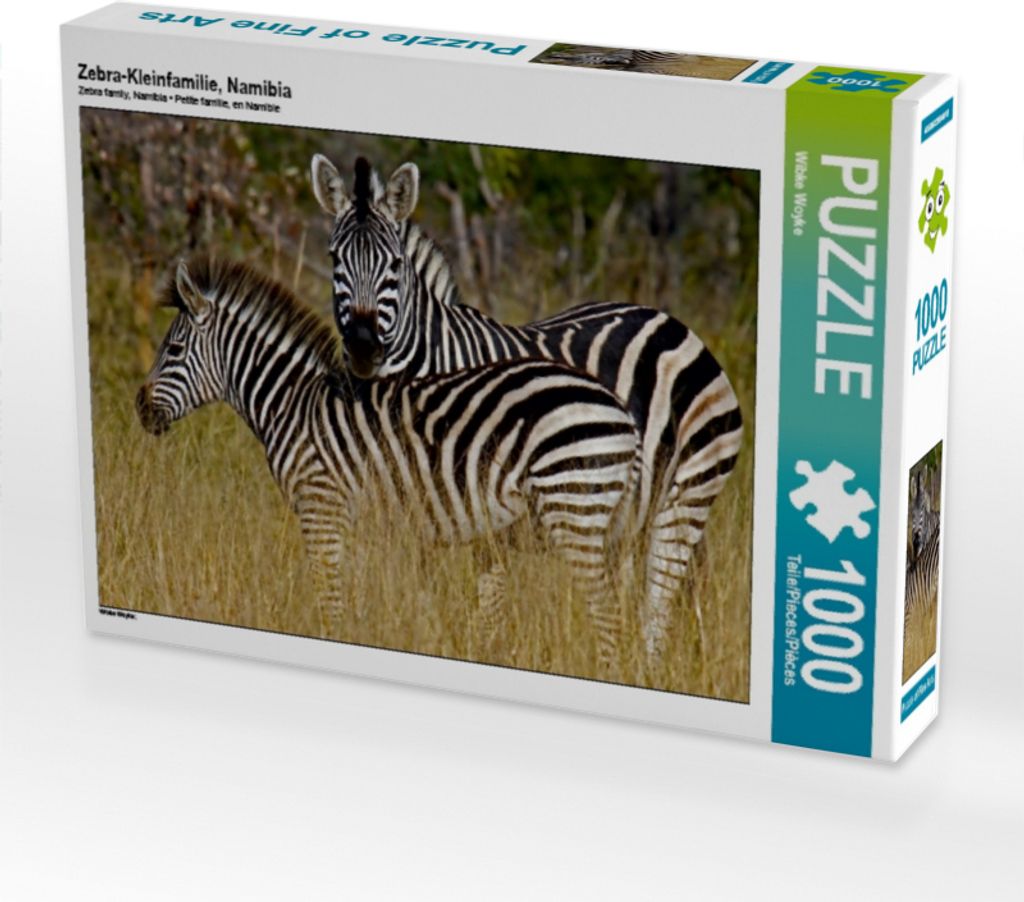 Calvendo Zebra-Kleinfamilie, Namibia 1000 Teile Puzzle quer 640x480mm, Woyke Wibke; 7368948