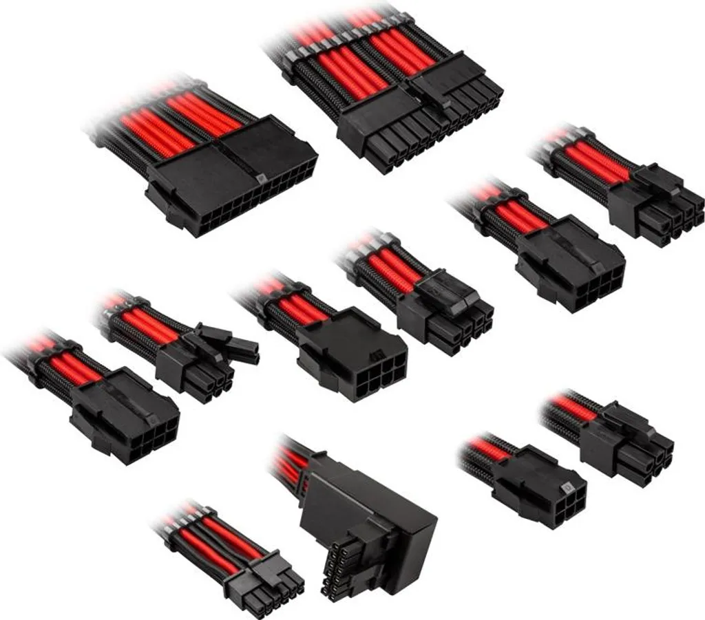 Kolink Core Pro Kit Cavi Intrecciati PET - 12V-2x6 Tipo 2 Racing Red
