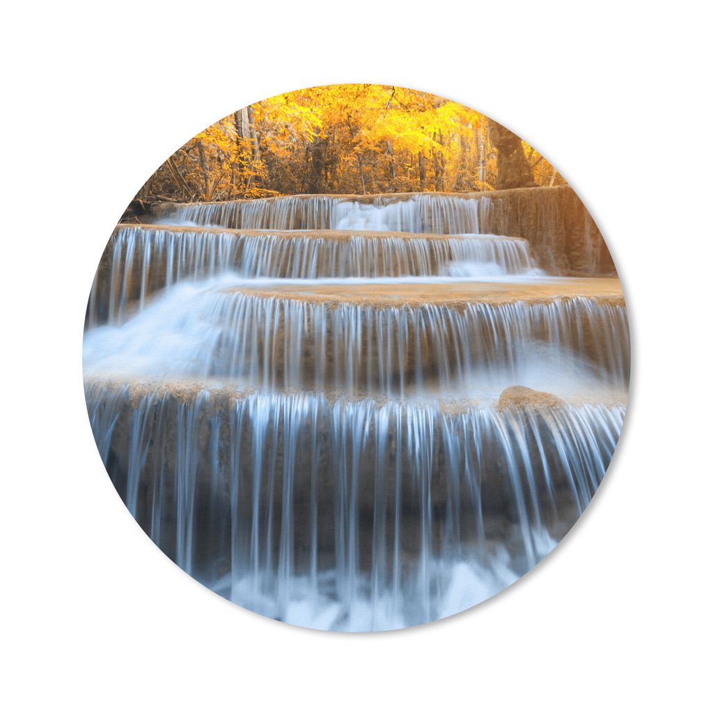 MuchoWow Mauspad Mousepad Wasserfall - Natur - Bäume - Herbst - Landschaft 20x20 cm - Mousepads - Maus Mat - Pad - Mausunterlage - Schreibtischm...
